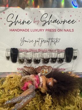 Black Leopard French Tip on Clear base  Luxury nails NWT 5/$35